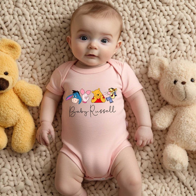 Personalized Winnie the Pooh Onesie®: Piglet & Tigger Baby Bodysuit