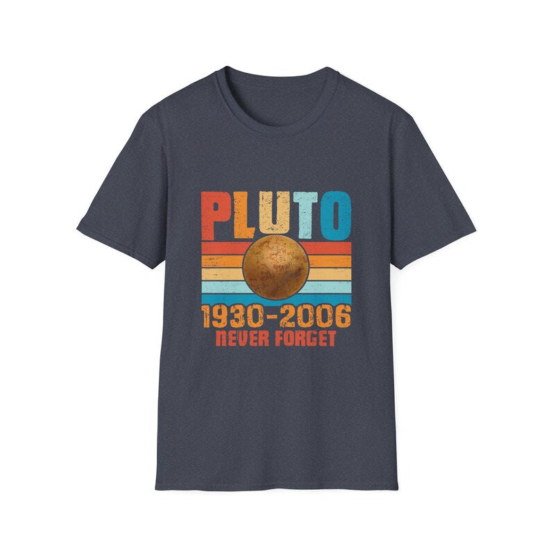 Funny Retro Space Tee, Pluto Never Forget T-Shirt, Vintage Astronomy Shirt, Science Gift for Space Lovers and Nerds