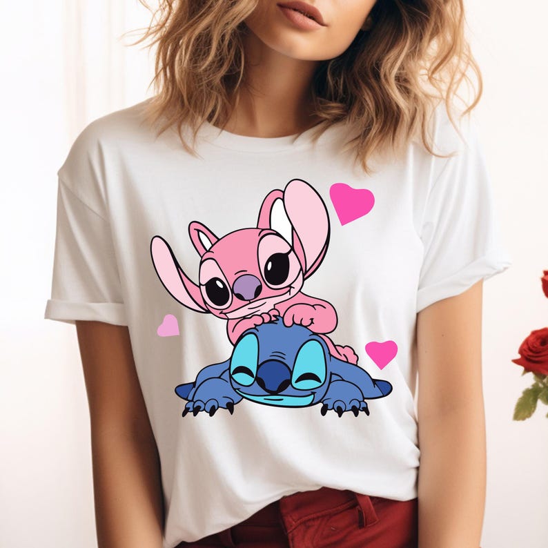 Stitch Couple Shirt | Disney Stitch & Angel Valentine's Day Sweatshirt | Romantic Gift for Him or Her | Adorable Love Outfit