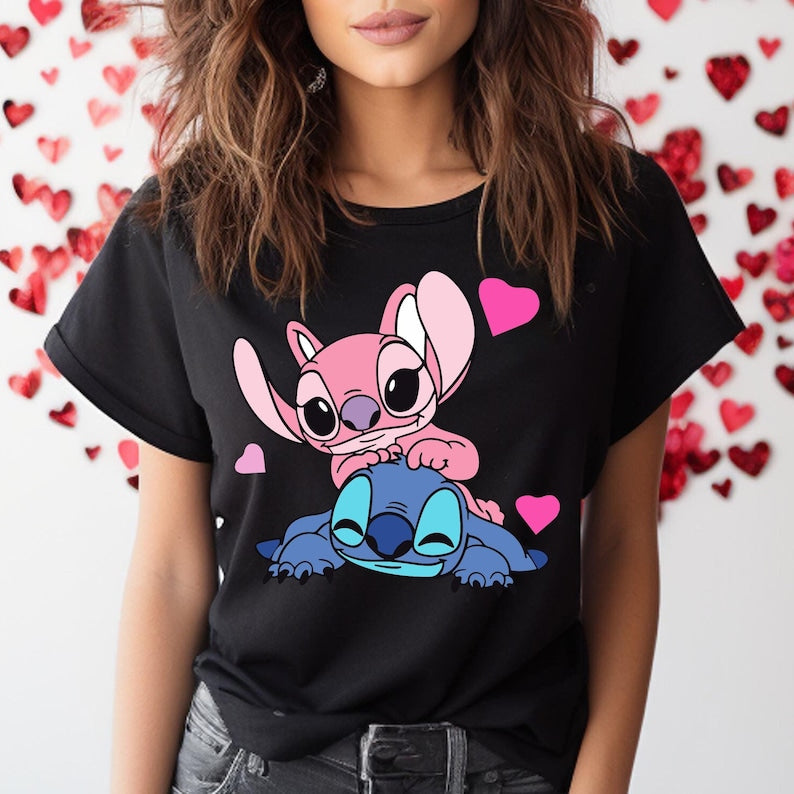 Stitch Couple Shirt | Disney Stitch & Angel Valentine's Day Sweatshirt | Romantic Gift for Him or Her | Adorable Love Outfit