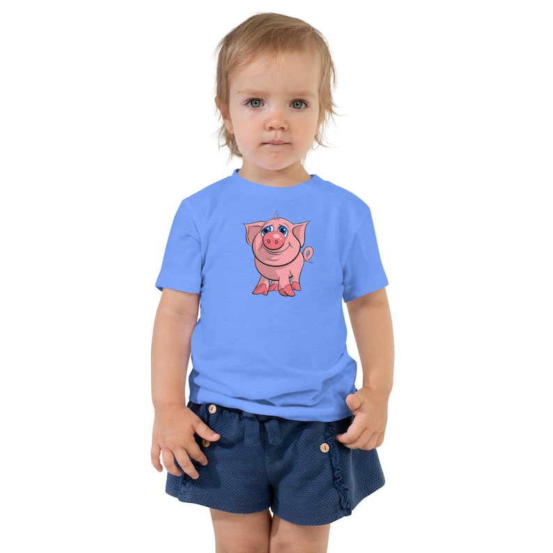 Cute Piglet Kids T-shirt | Toddler Tee with a Pink Piggy | Funny Farm Animals Birthday Gift for Boys and Girls