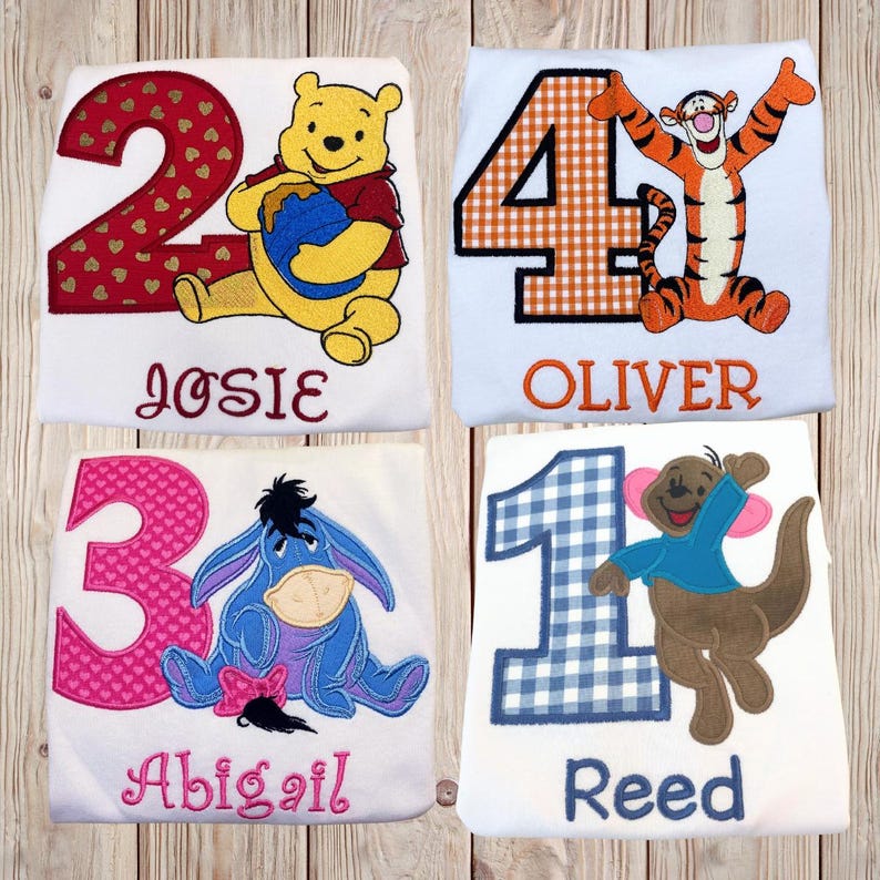 YOUR CHOICE of Winnie The Pooh Character Personalized Birthday Shirt