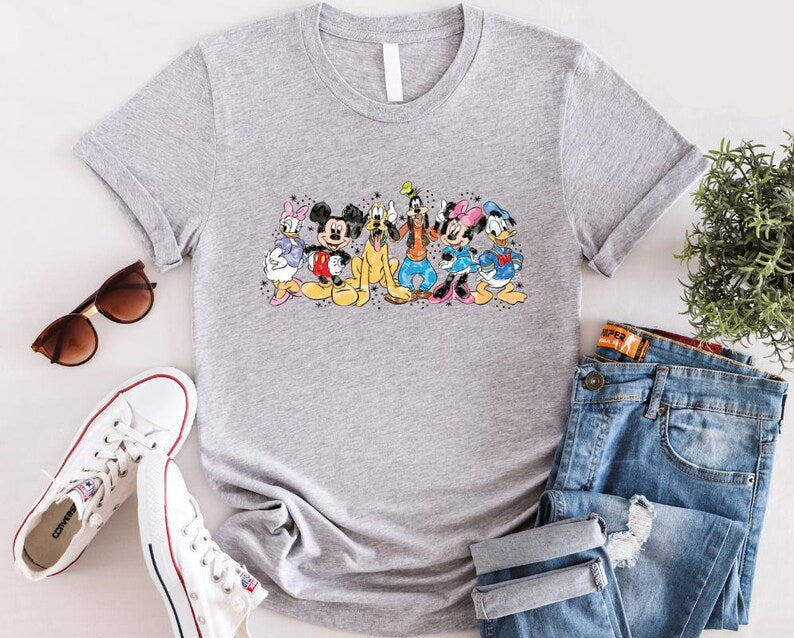 Mickey And Friends Watercolor Shirt, Mickey And Friends Shirt, Mickey Mouse Shirt, Retro Mickey Shirt, Friends Shirt, Disney Shirt