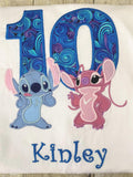 Stitch & Angel Personalized Birthday Shirt