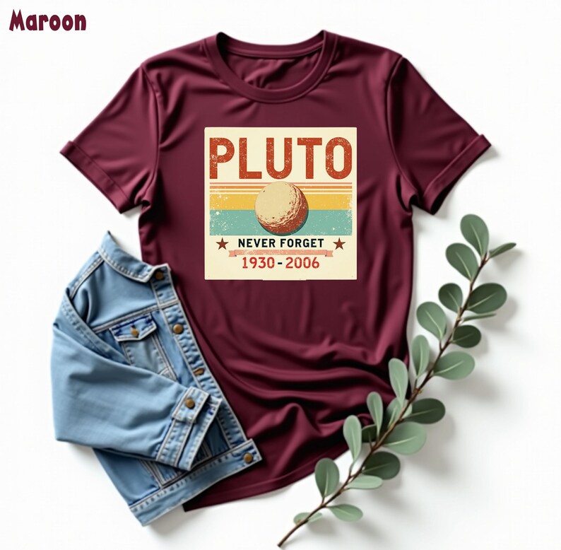 Never Forget Pluto Shirt, Retro Style Funny Space Science T-Shirt, Planet Pluto Tribute Tee, Retro Space Enthusiast Shirt, Funny Science