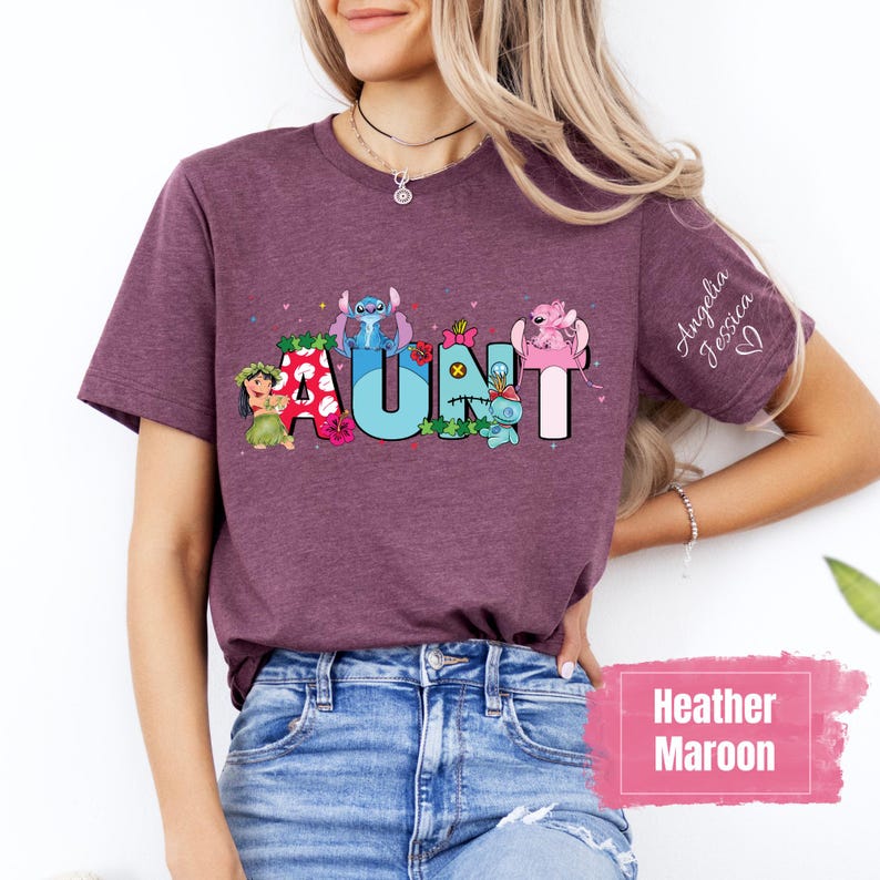 Custom Kids Name Aunt Shirt | Mother's Day Gift Shirt | Personalized Auntie Tee