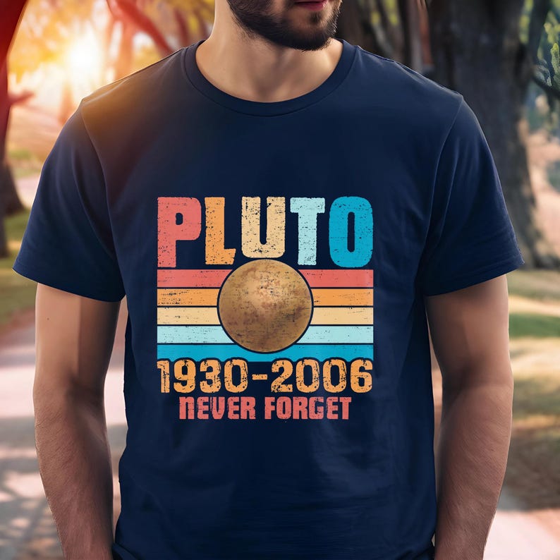 Funny Retro Space Tee, Pluto Never Forget T-Shirt, Vintage Astronomy Shirt, Science Gift for Space Lovers and Nerds