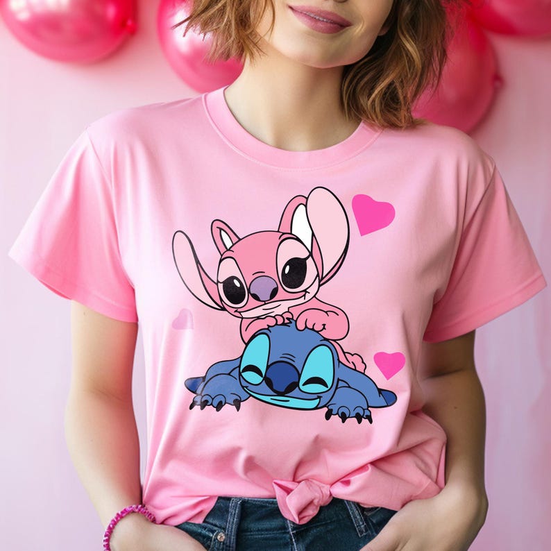 Stitch Couple Shirt | Disney Stitch & Angel Valentine's Day Sweatshirt | Romantic Gift for Him or Her | Adorable Love Outfit