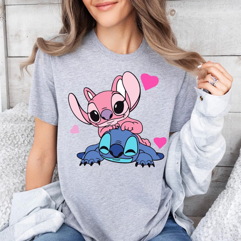 Stitch Couple Shirt | Disney Stitch & Angel Valentine's Day Sweatshirt | Romantic Gift for Him or Her | Adorable Love Outfit