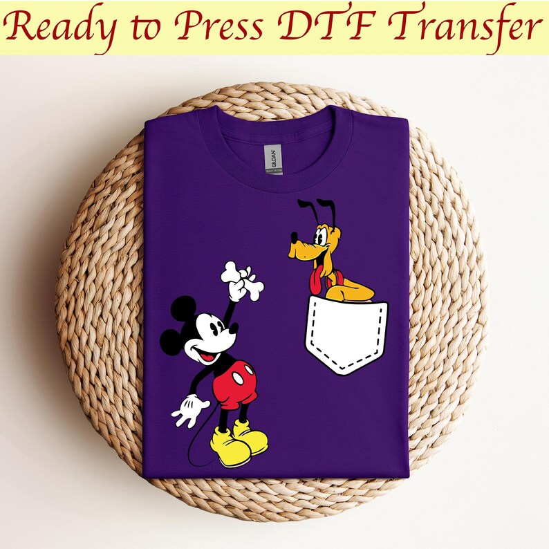 Mickey And Pluto Dtf, Cute Disney Dtf, Mickey Mouse Dtf, Pluto T-Shirt, Disney Vacation Dtf,Ready to press,Dtf transfer
