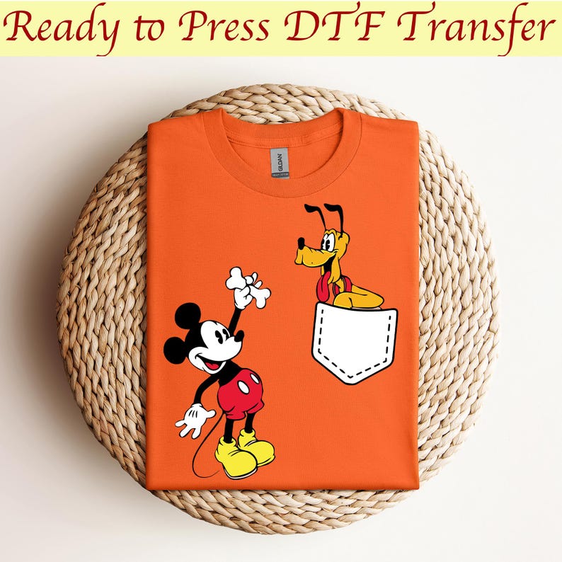 Mickey And Pluto Dtf, Cute Disney Dtf, Mickey Mouse Dtf, Pluto T-Shirt, Disney Vacation Dtf,Ready to press,Dtf transfer
