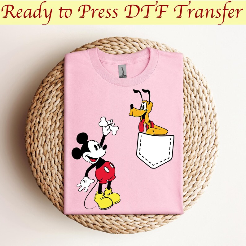 Mickey And Pluto Dtf, Cute Disney Dtf, Mickey Mouse Dtf, Pluto T-Shirt, Disney Vacation Dtf,Ready to press,Dtf transfer