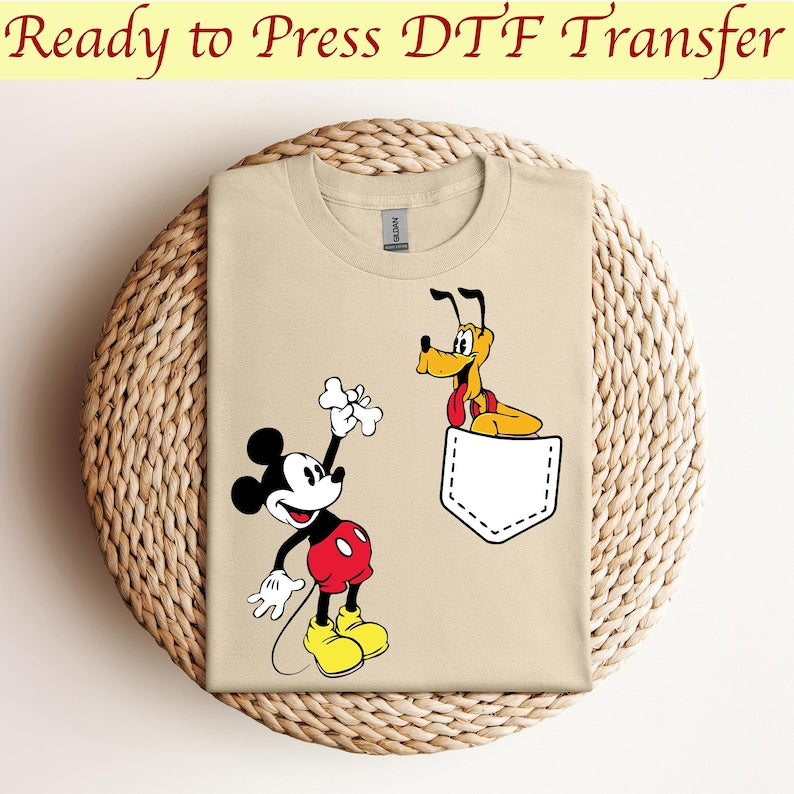 Mickey And Pluto Dtf, Cute Disney Dtf, Mickey Mouse Dtf, Pluto T-Shirt, Disney Vacation Dtf,Ready to press,Dtf transfer