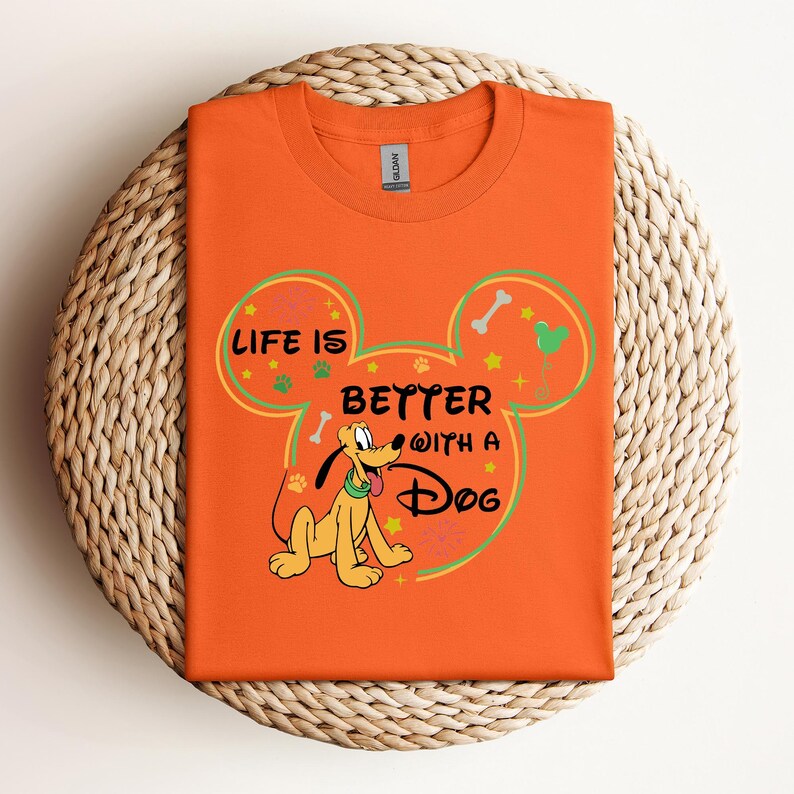 Disney Pluto Life is Better with Dogs T-Shirt, Mickey And Friends Shirt, Family Matching Disneyland Vacation Shirt, Disney Birthday Gifts
