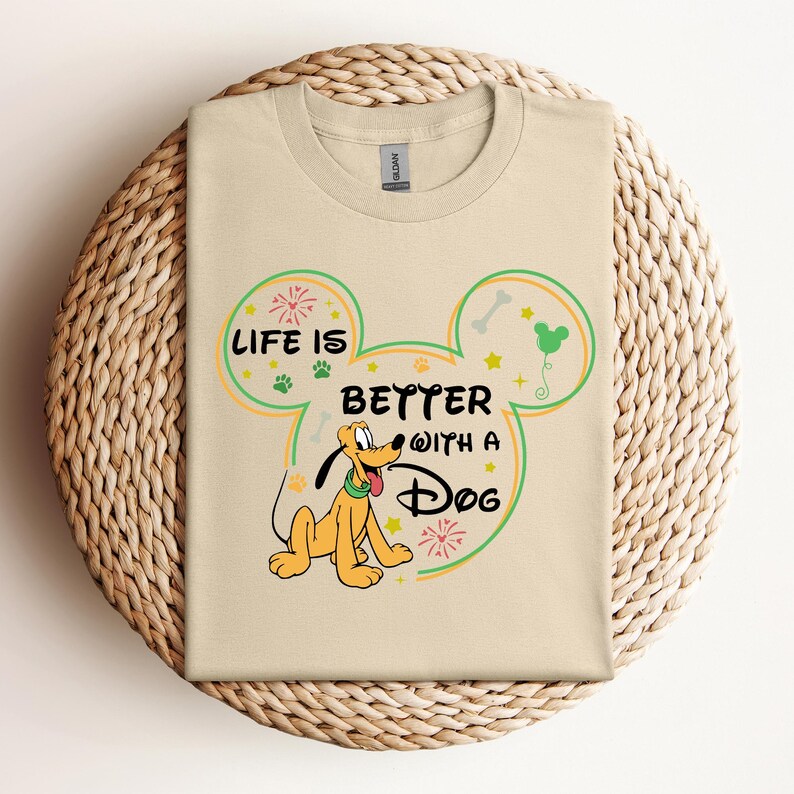 Disney Pluto Life is Better with Dogs T-Shirt, Mickey And Friends Shirt, Family Matching Disneyland Vacation Shirt, Disney Birthday Gifts