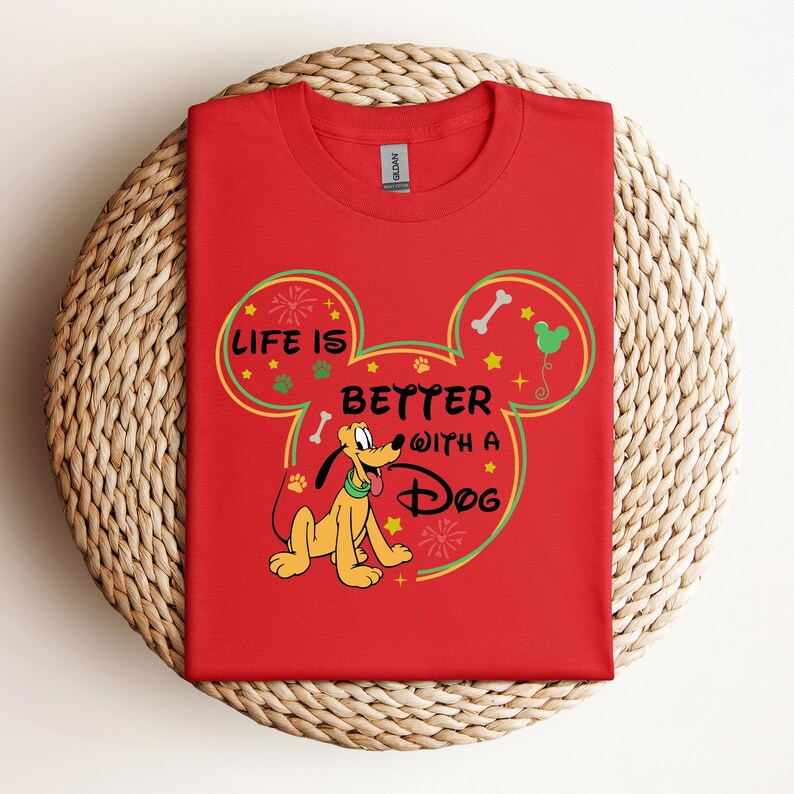 Disney Pluto Life is Better with Dogs T-Shirt, Mickey And Friends Shirt, Family Matching Disneyland Vacation Shirt, Disney Birthday Gifts