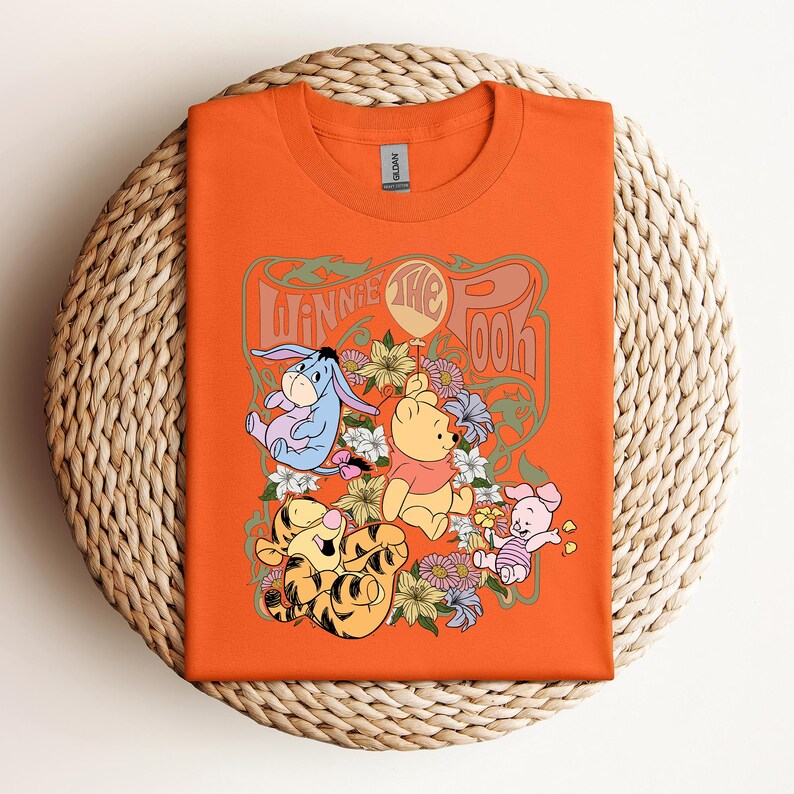 Retro Disney Winnie The Pooh Shirt, Funny Pooh And Friends Floral T-shirt, Disneyworld Family Tee, Disneyland Holiday Trip