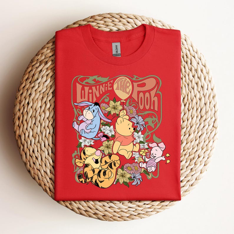 Retro Disney Winnie The Pooh Shirt, Funny Pooh And Friends Floral T-shirt, Disneyworld Family Tee, Disneyland Holiday Trip
