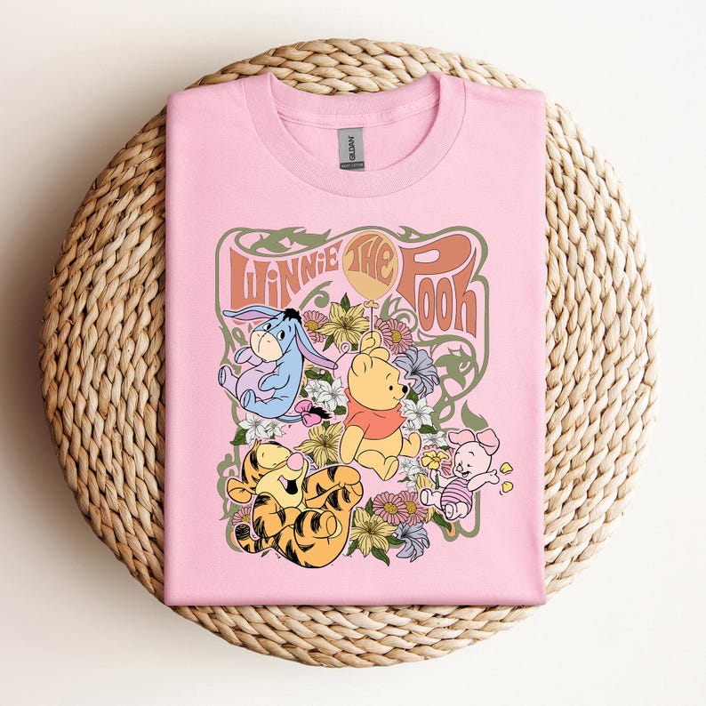 Retro Disney Winnie The Pooh Shirt, Funny Pooh And Friends Floral T-shirt, Disneyworld Family Tee, Disneyland Holiday Trip