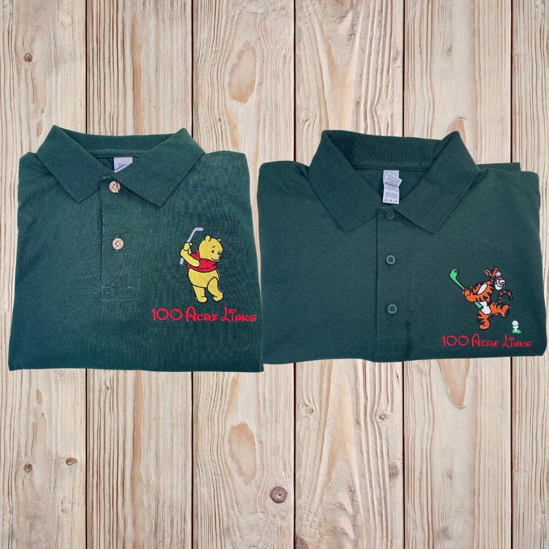 YOUR CHOICE Tigger OR Pooh Golfing Embroidered Polo