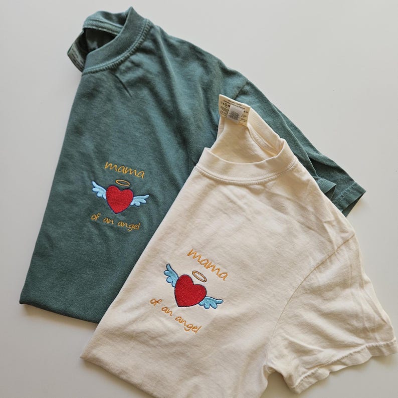 Embroidery Mama of an Angel Shirt, Comfort Color Shirt, Pregnancy Loss Shirt, Baby Loss Tee, Gift For Her, Grieve Mother, Child Loss, Grieve