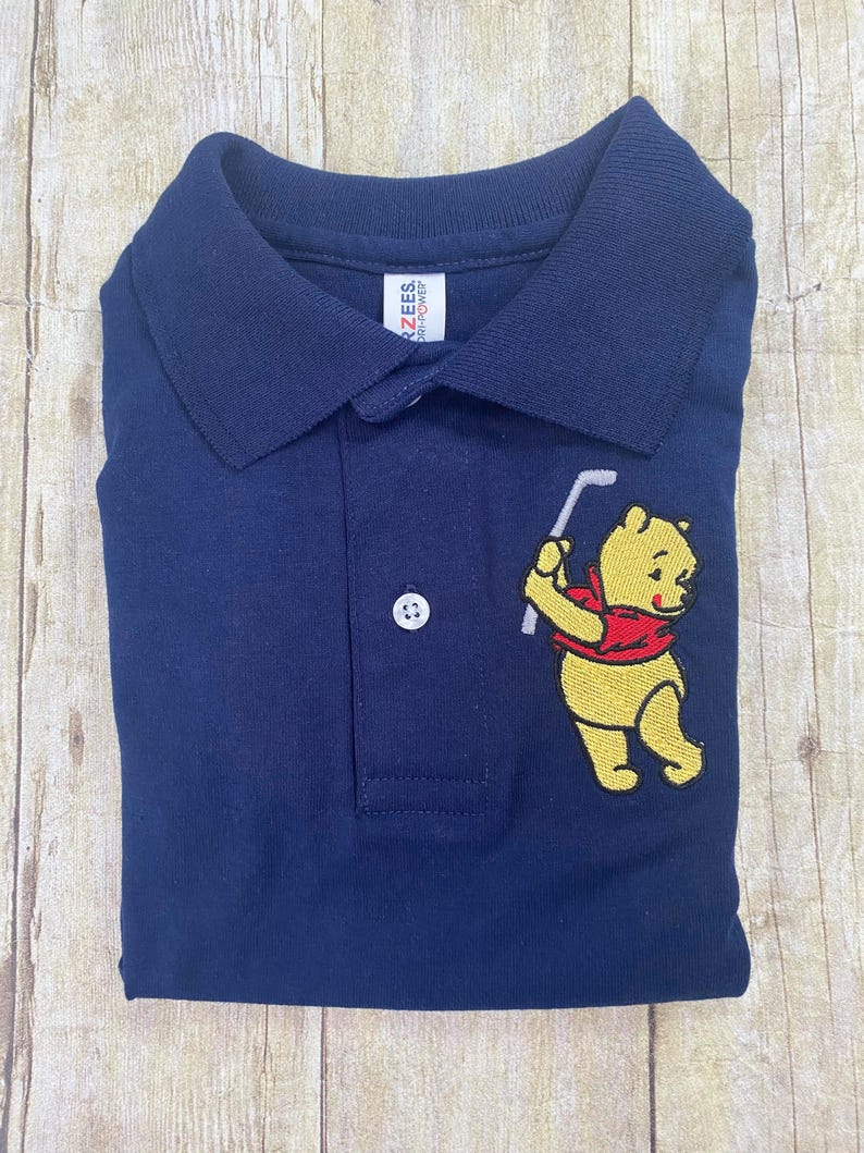 YOUR CHOICE Tigger OR Pooh Golfing Embroidered Polo