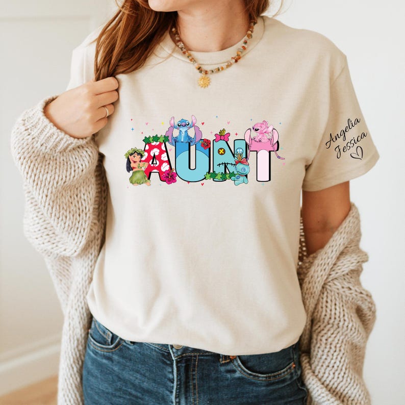 Custom Kids Name Aunt Shirt | Mother's Day Gift Shirt | Personalized Auntie Tee