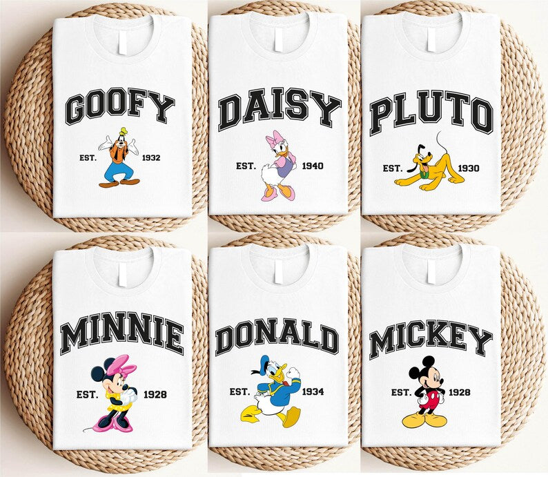 Disney Character Vintage Mickey And Friends Shirt, Mickey Minnie Goofy Pluto Daisy Donald Friends Matching Gift Shirt, Classic Disney Shirt