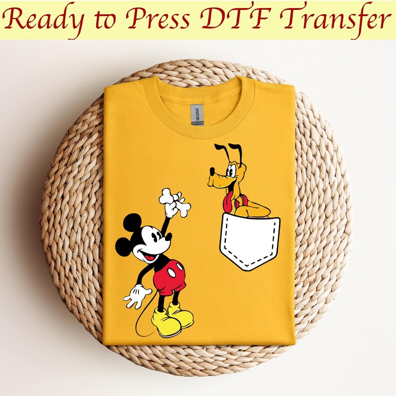 Mickey And Pluto Dtf, Cute Disney Dtf, Mickey Mouse Dtf, Pluto T-Shirt, Disney Vacation Dtf,Ready to press,Dtf transfer