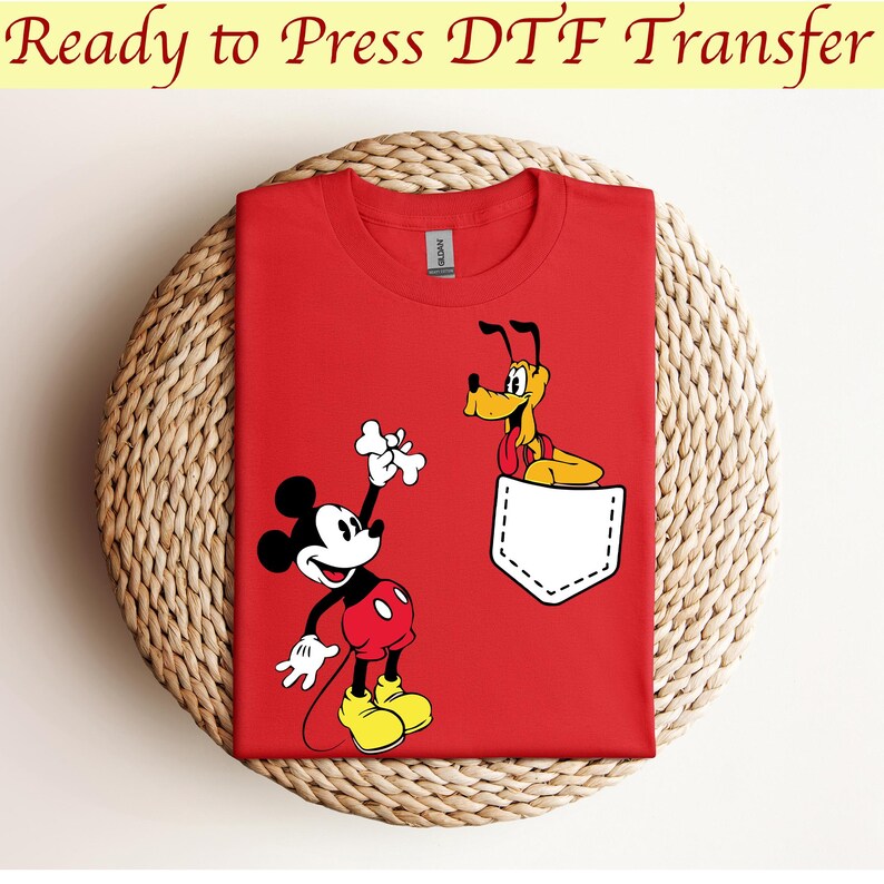 Mickey And Pluto Dtf, Cute Disney Dtf, Mickey Mouse Dtf, Pluto T-Shirt, Disney Vacation Dtf,Ready to press,Dtf transfer
