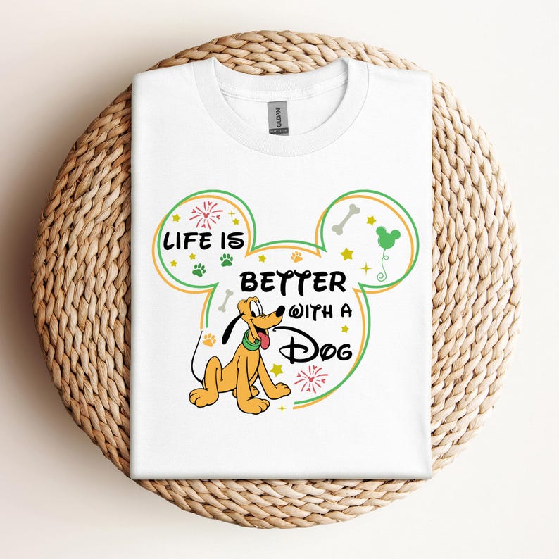 Disney Pluto Life is Better with Dogs T-Shirt, Mickey And Friends Shirt, Family Matching Disneyland Vacation Shirt, Disney Birthday Gifts