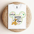 Disney Pluto Life is Better with Dogs T-Shirt, Mickey And Friends Shirt, Family Matching Disneyland Vacation Shirt, Disney Birthday Gifts