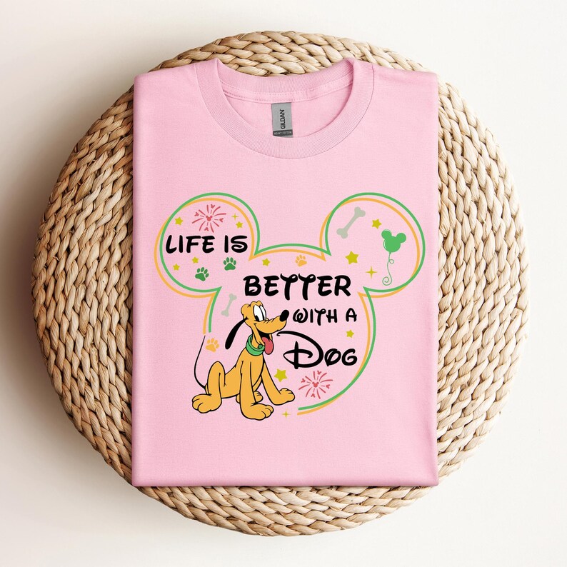 Disney Pluto Life is Better with Dogs T-Shirt, Mickey And Friends Shirt, Family Matching Disneyland Vacation Shirt, Disney Birthday Gifts