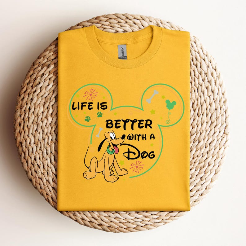 Disney Pluto Life is Better with Dogs T-Shirt, Mickey And Friends Shirt, Family Matching Disneyland Vacation Shirt, Disney Birthday Gifts