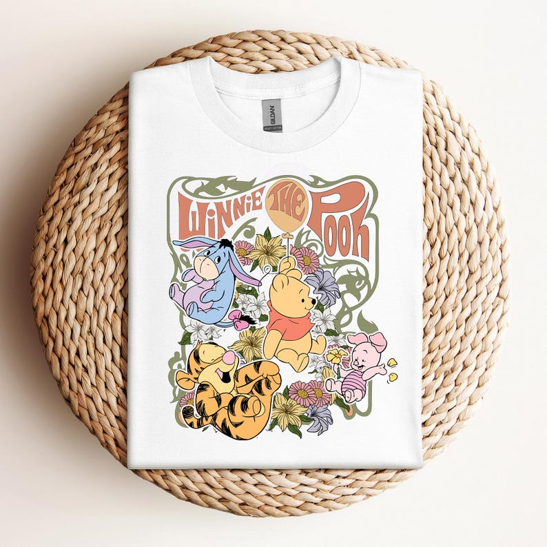 Retro Disney Winnie The Pooh Shirt, Funny Pooh And Friends Floral T-shirt, Disneyworld Family Tee, Disneyland Holiday Trip