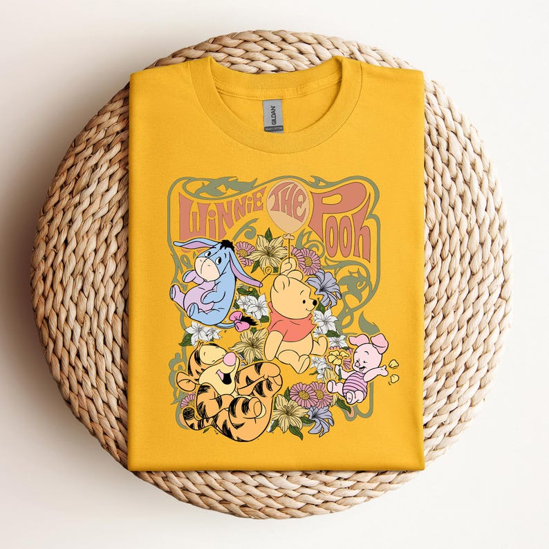 Retro Disney Winnie The Pooh Shirt, Funny Pooh And Friends Floral T-shirt, Disneyworld Family Tee, Disneyland Holiday Trip