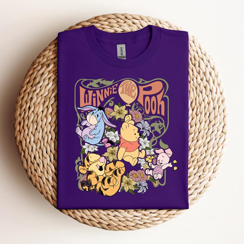 Retro Disney Winnie The Pooh Shirt, Funny Pooh And Friends Floral T-shirt, Disneyworld Family Tee, Disneyland Holiday Trip