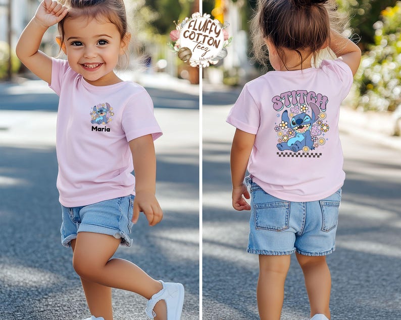 Custom Name Stitch Toddler Shirt, Stitch Kids Shirt, Disney Personalized Kids T-Shirt, Checkered Stitch Toddler Sweatshirt