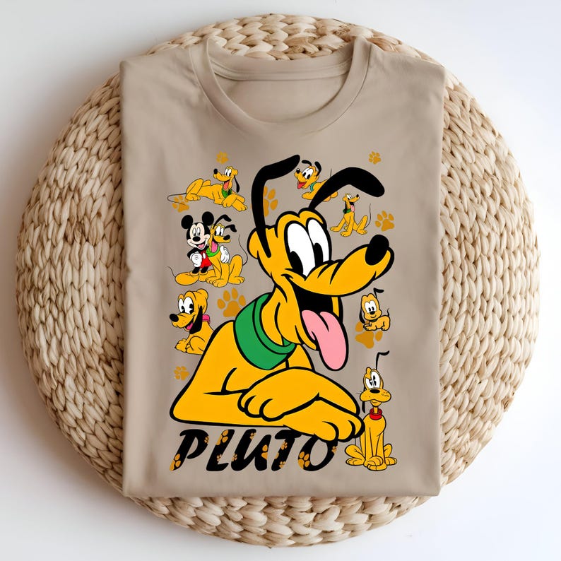 Pluto DTF, Mickey And Pluto, Dog World, Cute Dog, Dog Paw, Mickey Pluto T-Shirt DTF Design, DTF Transfer, Ready To Press, Direct to Film