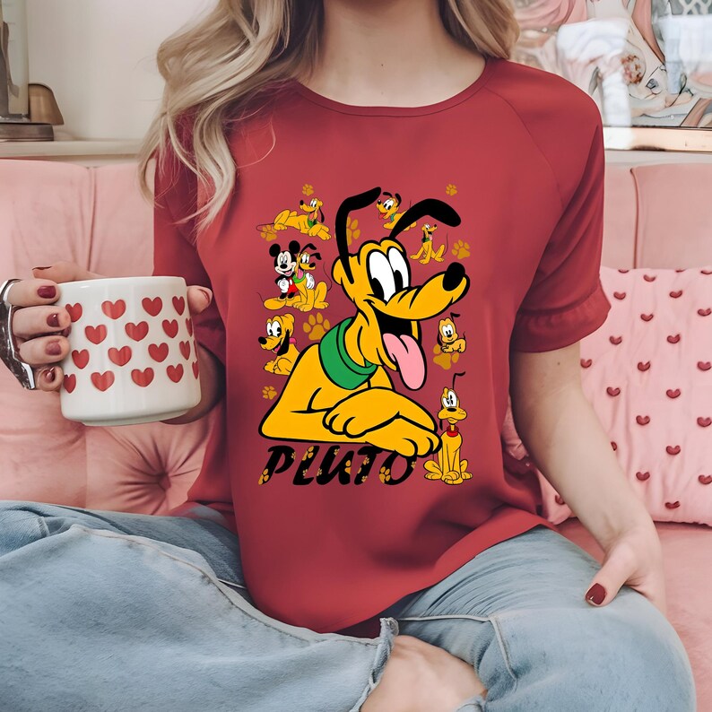 Pluto DTF, Mickey And Pluto, Dog World, Cute Dog, Dog Paw, Mickey Pluto T-Shirt DTF Design, DTF Transfer, Ready To Press, Direct to Film