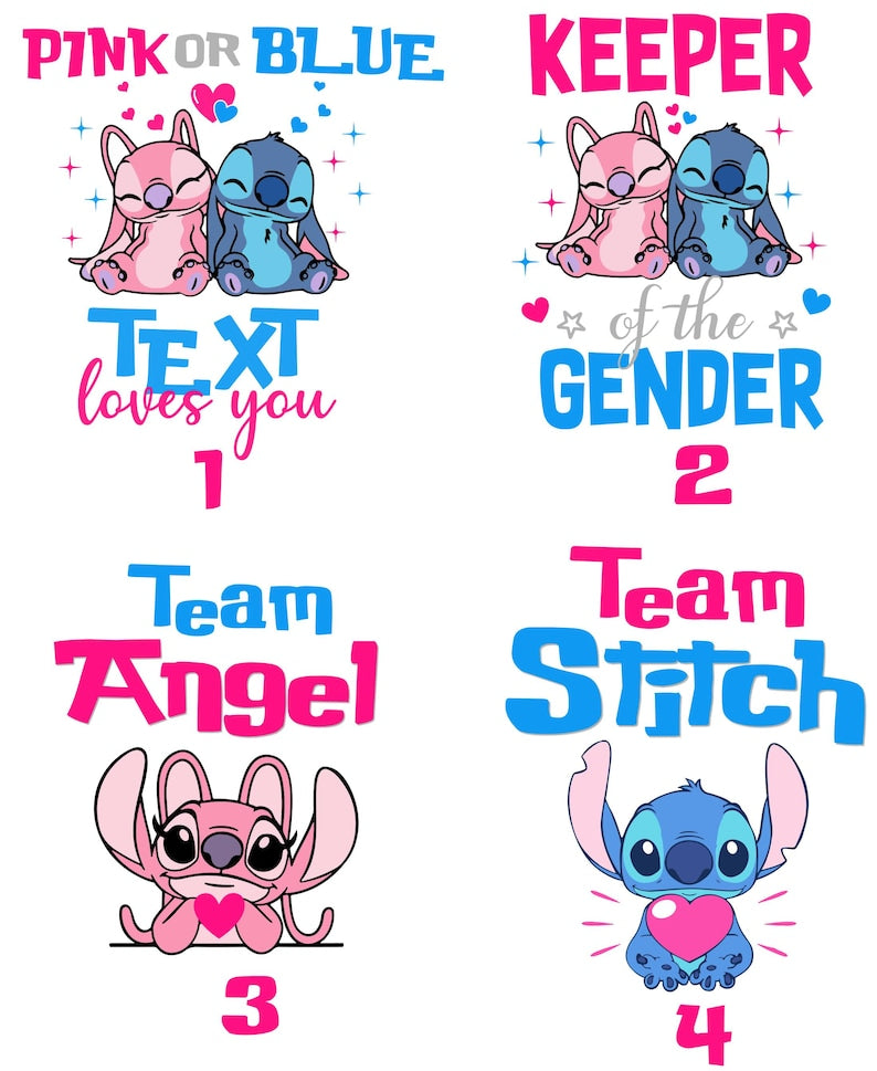 Custom Stitch Gender Reveal Shirt– Disney Baby Shower Tee– Pink or Blue Family Loves You– Cute Pregnancy Announcement Shirt–Team Boy or Girl
