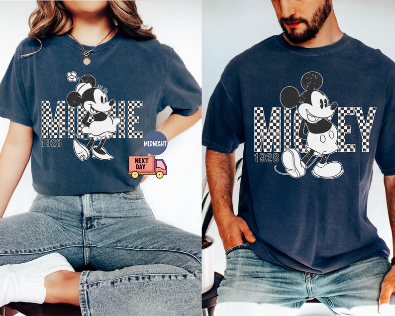 Retro Mickey Minnie Shirts, Retro Disney Trip Shirt, Retro Mickey and Friends Shirt, Checkered Mickey Shirt, Disney Family Vacation Shirt