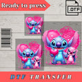 Stitch DTF I Love You, Stitch And Angel, Watercolor stitch, Stitch Couple, Angel Watercolor, DTF Transfer, Ready To Press, Direct to Film