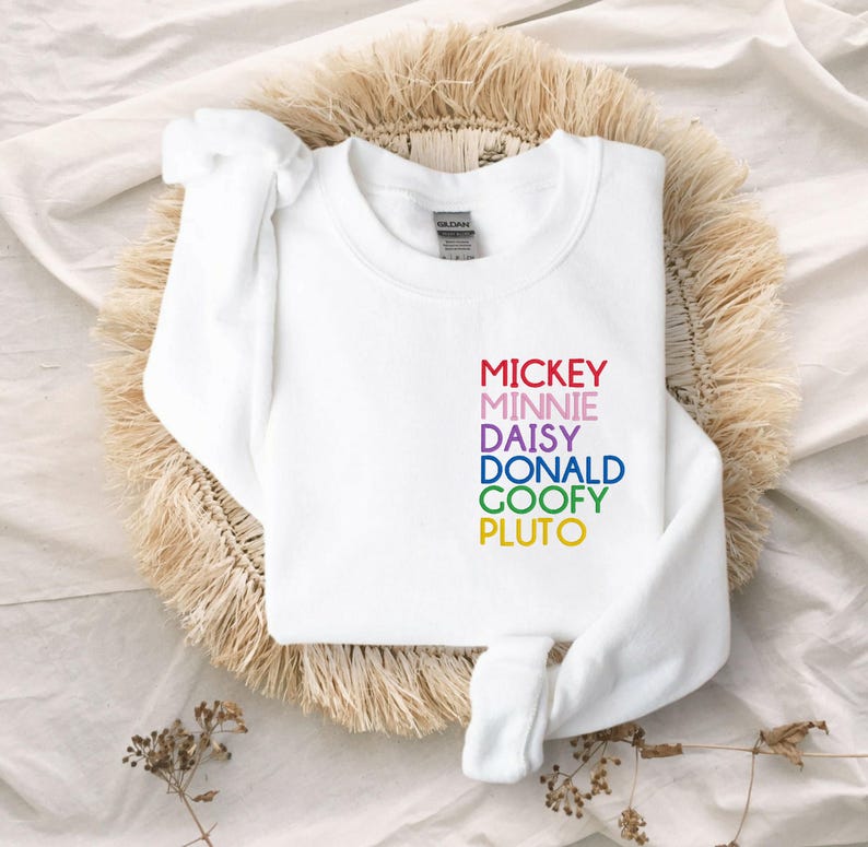 Mickey, Minnie, Daisy, Donald, Goofy, Pluto Embroidered Unisex Crewneck Sweater | Walt Disney World | Disneyland Sweater | Mickey Mouse