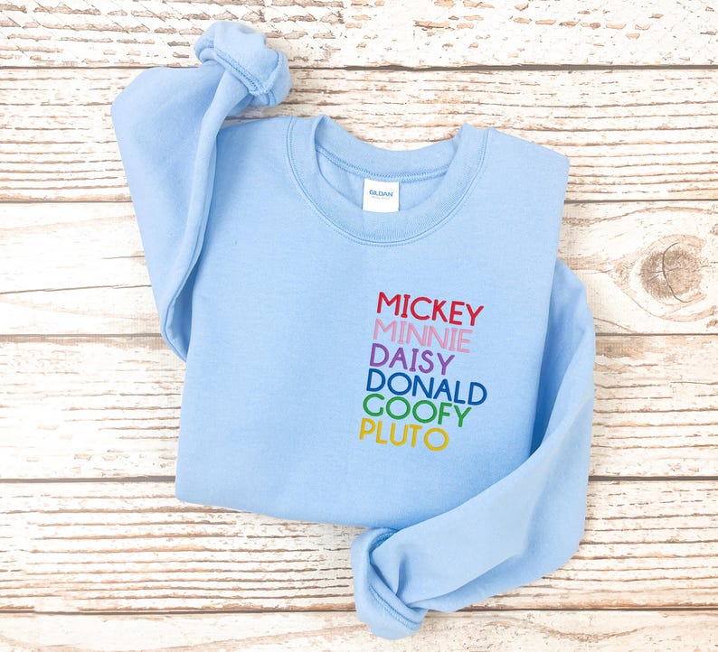 Mickey, Minnie, Daisy, Donald, Goofy, Pluto Embroidered Unisex Crewneck Sweater | Walt Disney World | Disneyland Sweater | Mickey Mouse