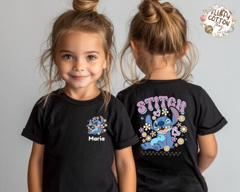 Custom Name Stitch Toddler Shirt, Stitch Kids Shirt, Disney Personalized Kids T-Shirt, Checkered Stitch Toddler Sweatshirt