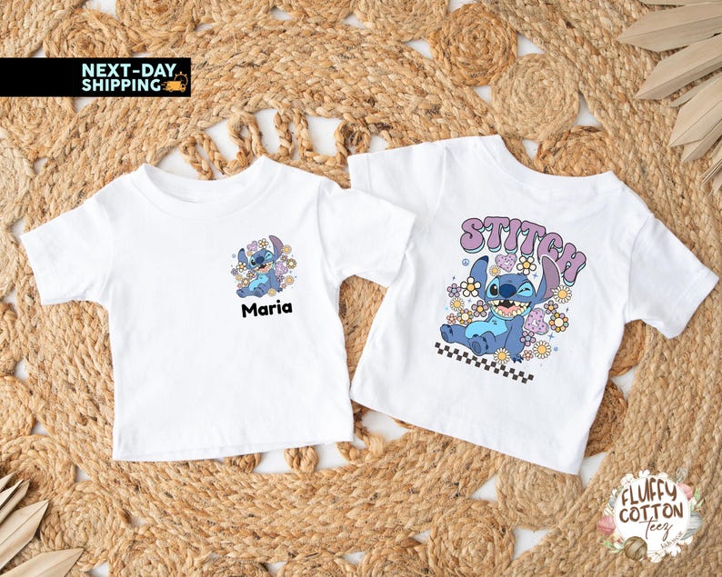 Custom Name Stitch Toddler Shirt, Stitch Kids Shirt, Disney Personalized Kids T-Shirt, Checkered Stitch Toddler Sweatshirt