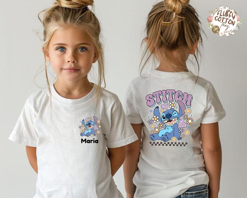 Custom Name Stitch Toddler Shirt, Stitch Kids Shirt, Disney Personalized Kids T-Shirt, Checkered Stitch Toddler Sweatshirt