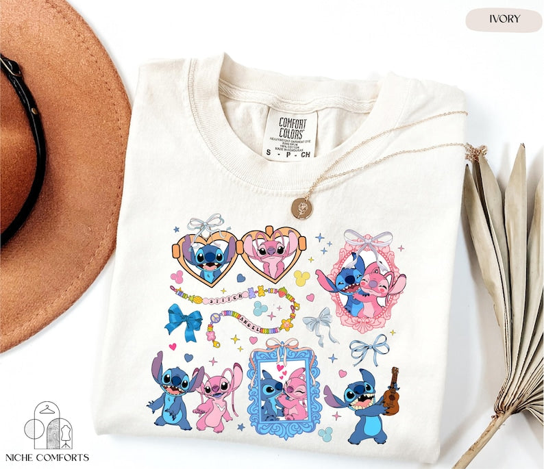 Comfort Colors® Stitch and Angel Shirt, Disney Stitch Shirt, Disneyland Trip Tee, Disney Stitch Couple Shirt, Funny Disney Shirt, Disney Tee