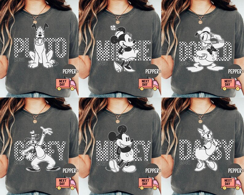 Retro Mickey Minnie Shirts, Retro Disney Trip Shirt, Retro Mickey and Friends Shirt, Checkered Mickey Shirt, Disney Family Vacation Shirt